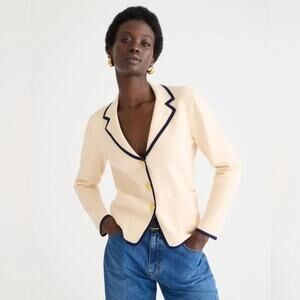 J.Crew Tipped Sweater Blazer Ivory White XS Button Cardigan Sweater